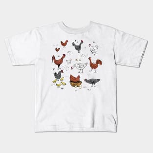 Cute Doodle Chickens Kids T-Shirt